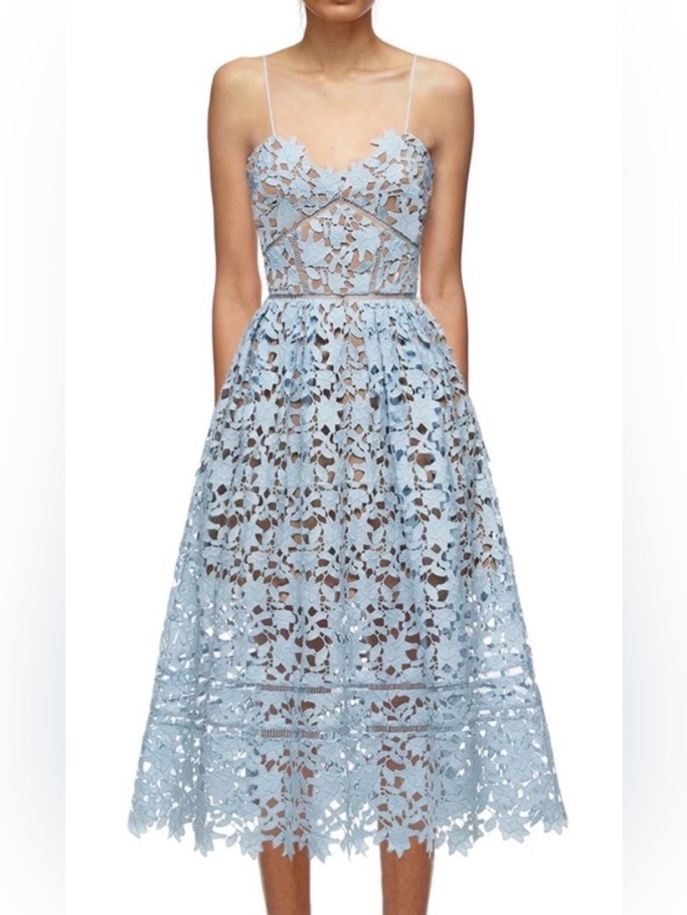 NWT Self Portrait Azalea textured lace blue dress size 0
